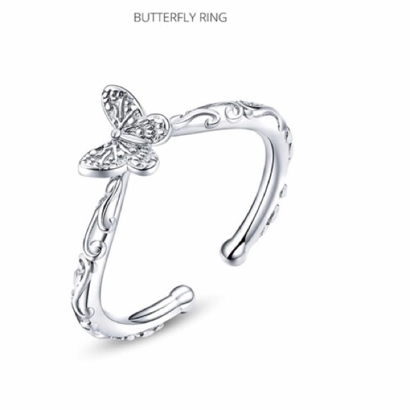 Butterfly Finger Rings for Women Adjustable 925 Sterling Silver Fashion - Picture 1 of 4